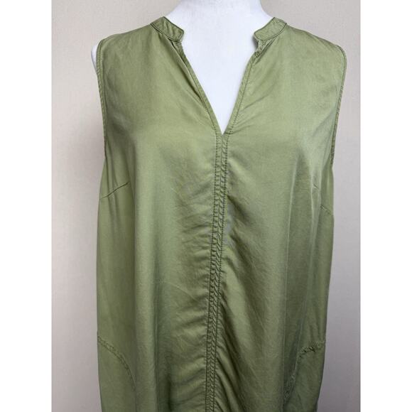 Loft Outlet Sleeveless Dress Raw Hem Pockets Sz XL Mid Length Green Casual - Picture 2 of 13